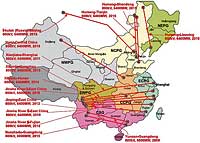 Схема размещения UHVDC в Китае